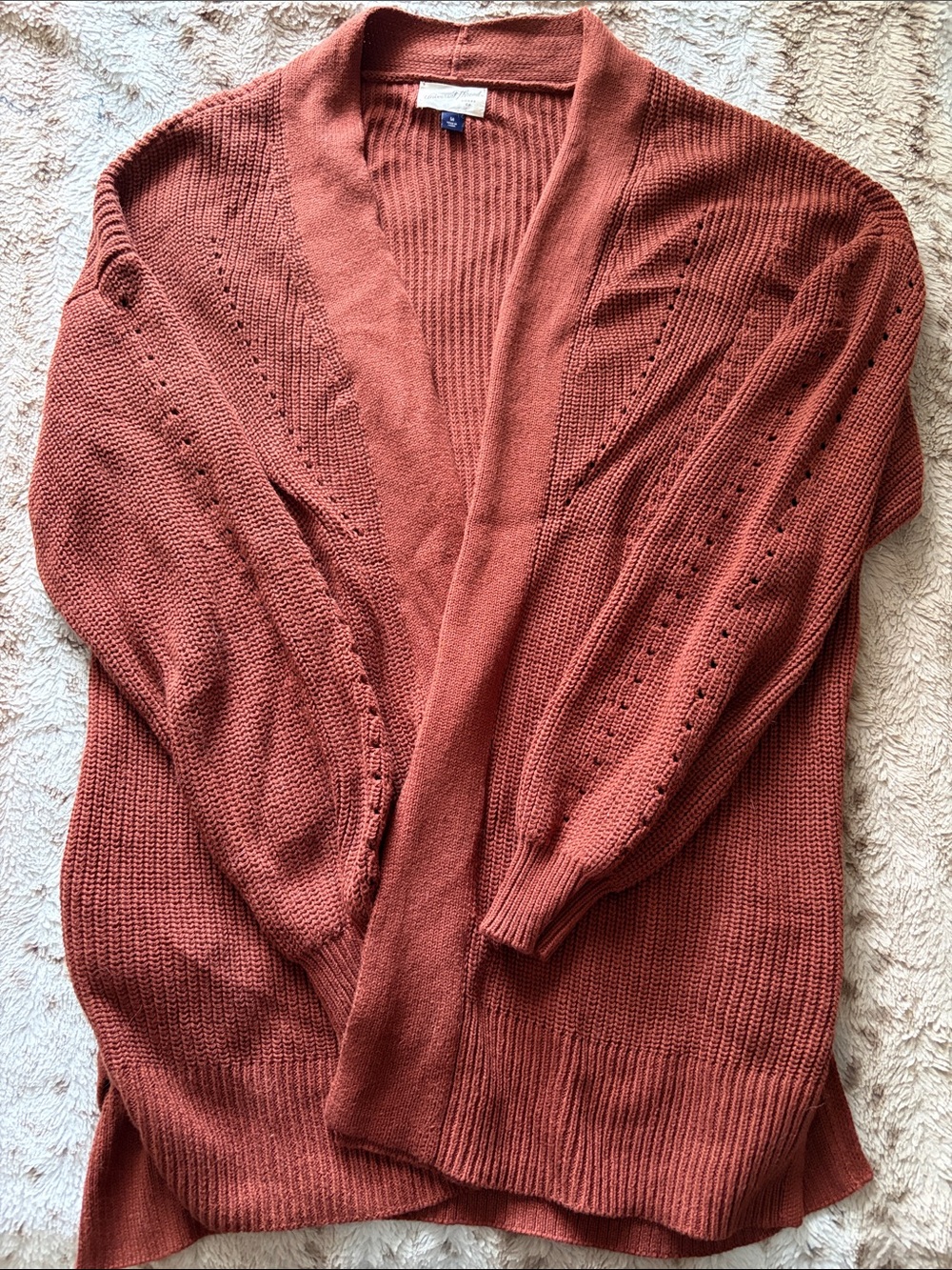 Universal Thread Women's Open-Front Brick Red Knit Cardigan Sweater